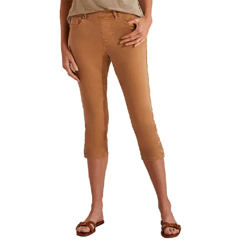 women's designer pantsTribal 22-Inch 5 Pocket Pull On Capri With Hem Vent - Dune