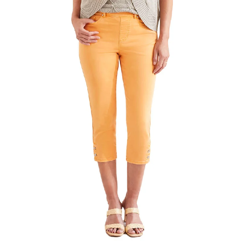 women's sustainable pantsTribal 22-Inch 5 Pocket Pull On Capri With Hem Vent - Apricot Tan