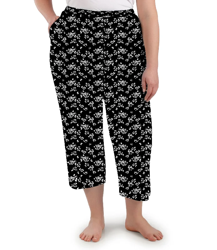 women's flare pantsStretch Naturals Lite Pocketed Capris Fresh Gardenia Print