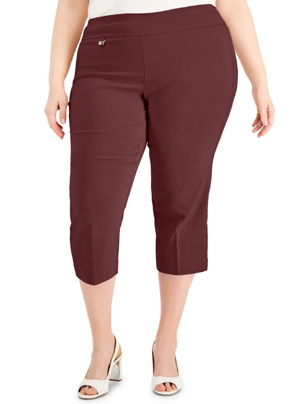 women's cotton pantsWomen's Capri Pull-on with Tummy-Control Pant,Burgundy