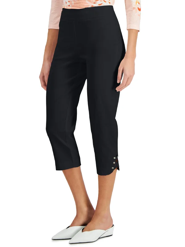 women's velvet pantsWomen's Plain Solid Capri Pant,Black