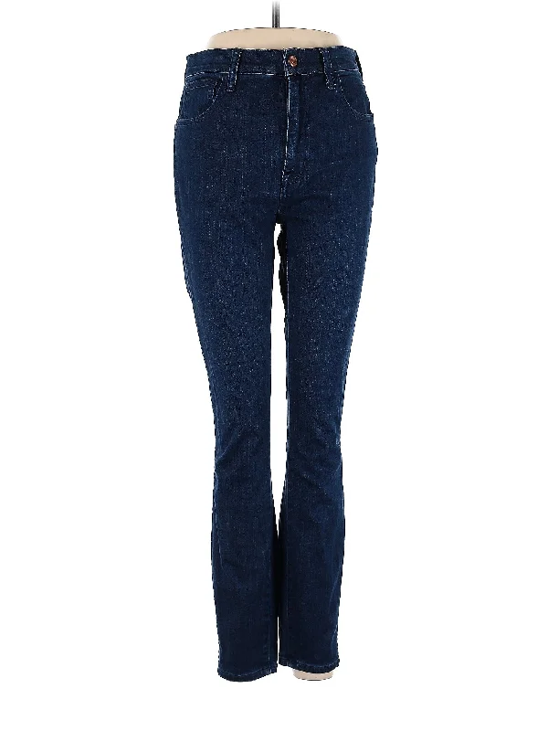 women's denim jeans with embroideryMid-Rise Bootleg Jeans in Dark Wash