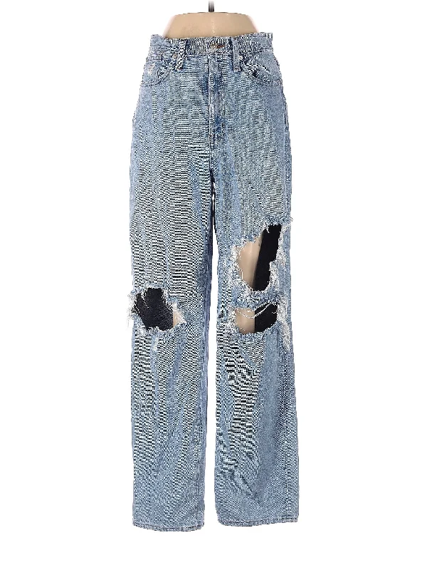 women's denim jeans with distressed back pocketsHigh-Rise Wide-leg Jeans