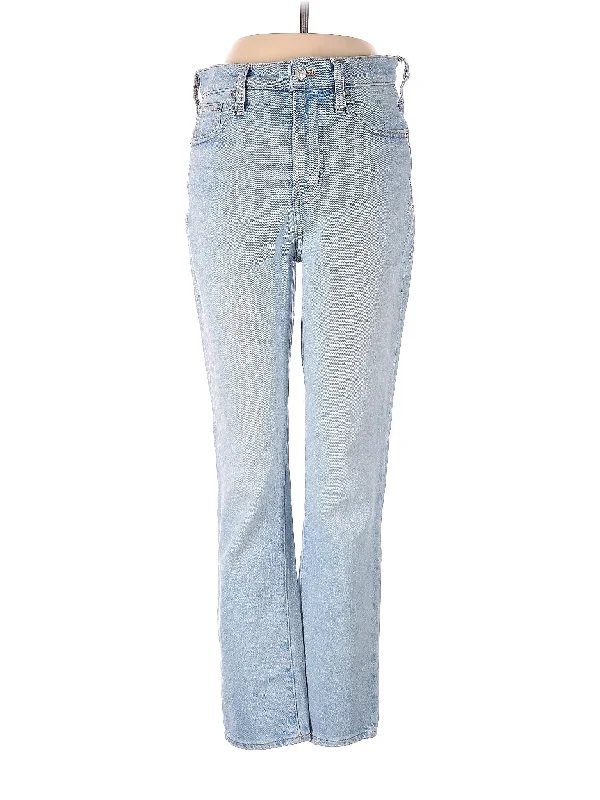 women's black denim jeansHigh-Rise Bootleg Jeans in Light Wash