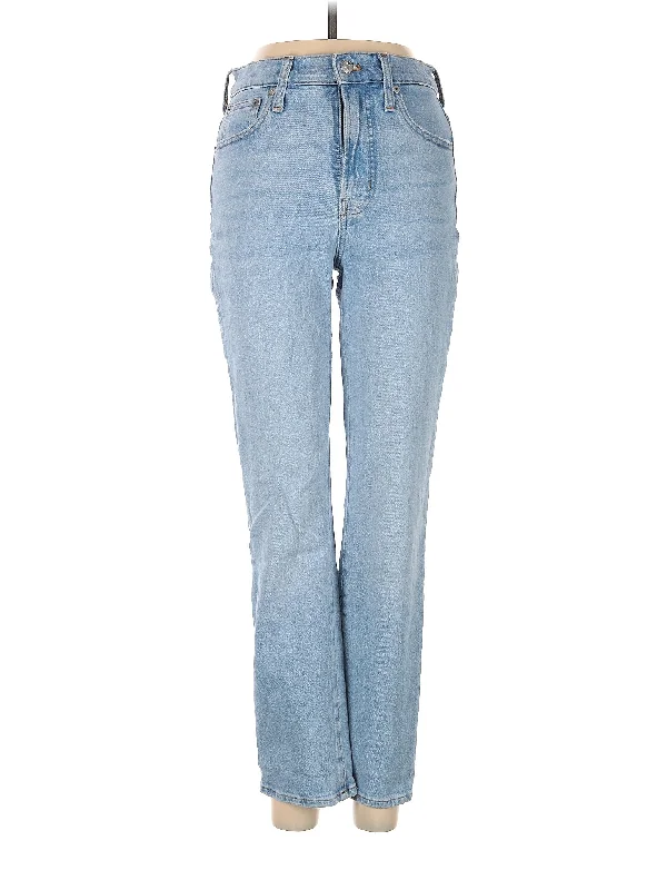 women's blue denim jeansMid-Rise Bootleg Jeans in Light Wash