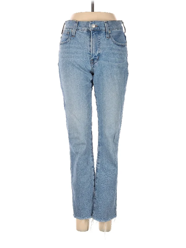 women's short denim jeansHigh-Rise Straight-leg Jeans in Light Wash