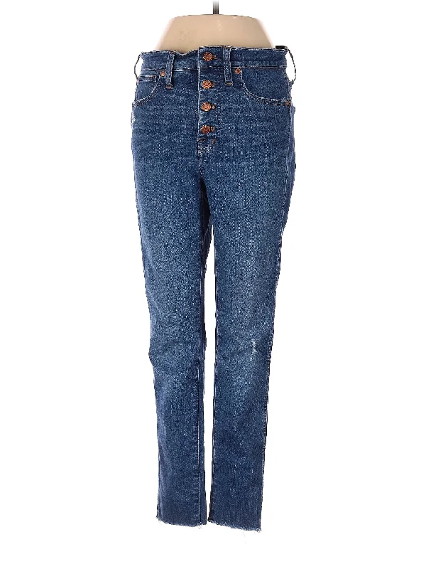 women's denim jeans with ripped kneesMid-Rise Straight-leg Jeans in Medium Wash