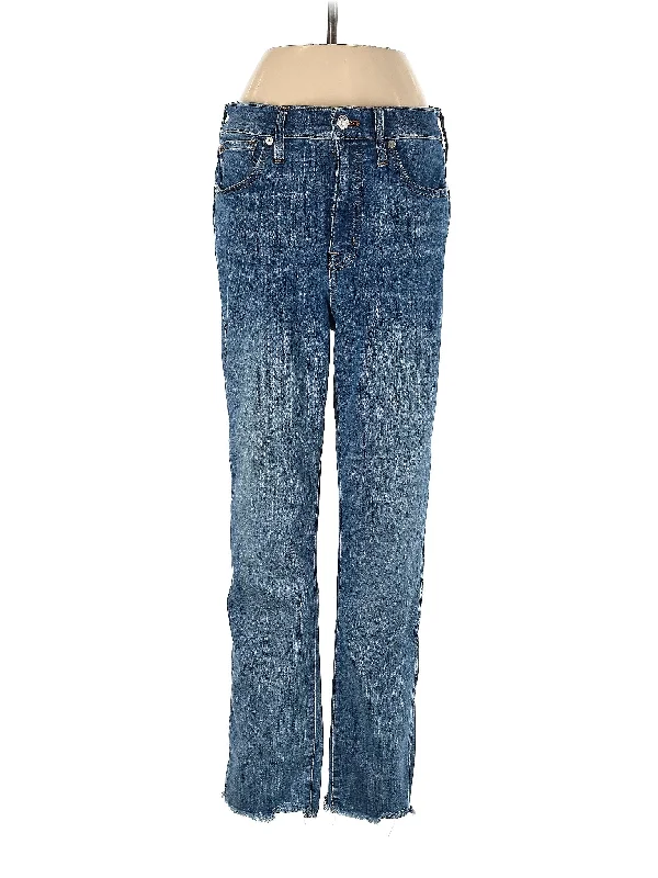 women's denim jeans with patchesLow-Rise Straight-leg Jeans in Medium Wash