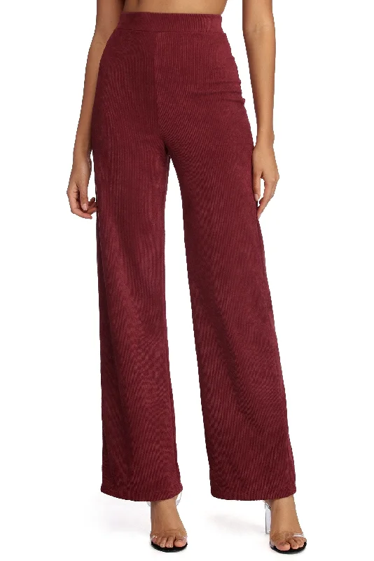 women's affordable pantsCorduroy High Waist Wide Leg Pants