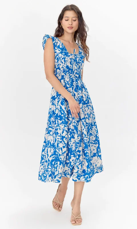 women's designer dressesDaria Smocked Print Midi Dress