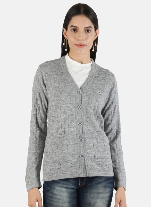 Comfortable SweatersWomen Grey Solid Cardigan