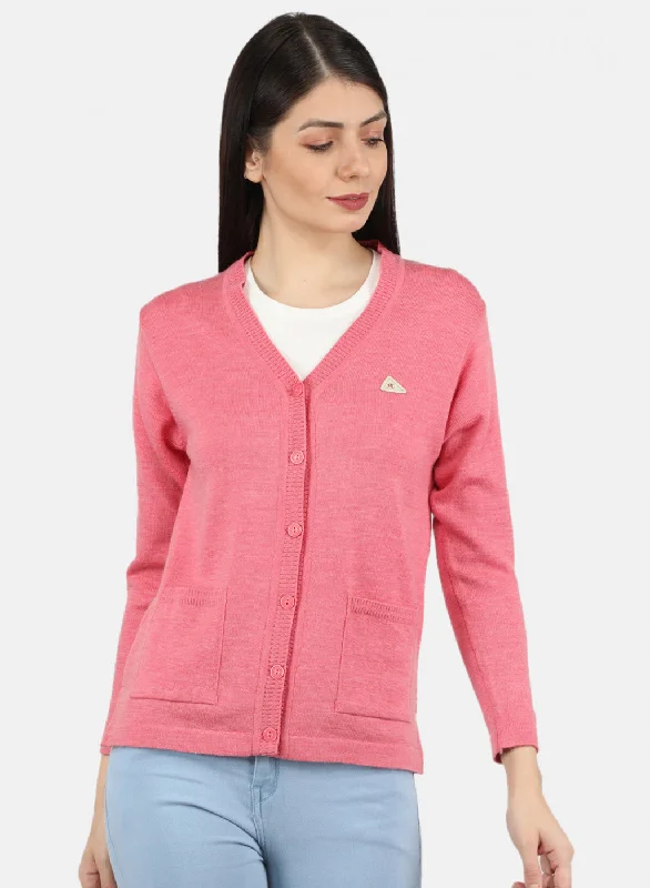 Dressy SweatersWomen Pink Solid Cardigan