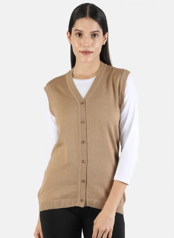 Elegant SweatersWomen Brown Solid Cardigan