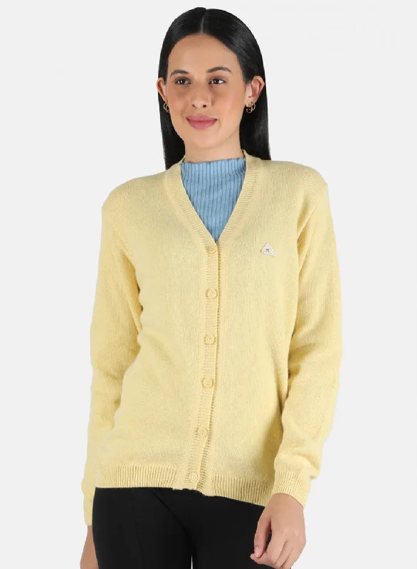 Fashionable SweatersWomen Yellow Solid Cardigan