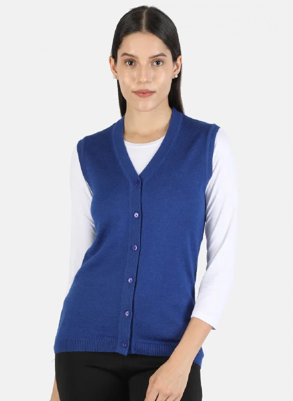 Knitted SweatersWomen Blue Solid Cardigan