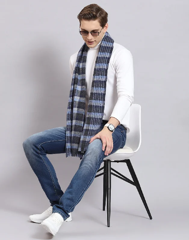 Men Blue Check Muffler