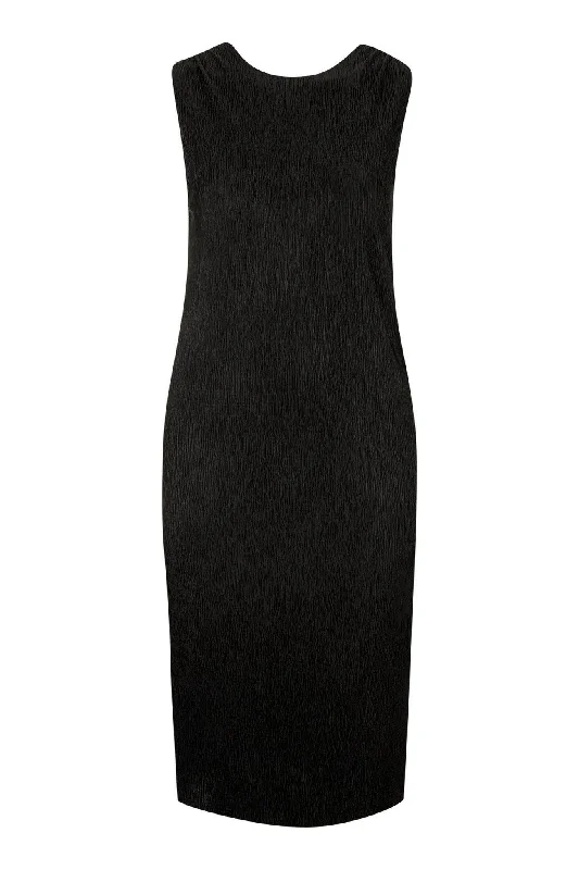 Solid Color DressTopshop Crinkled Twist Back Midi Black Womens Dress