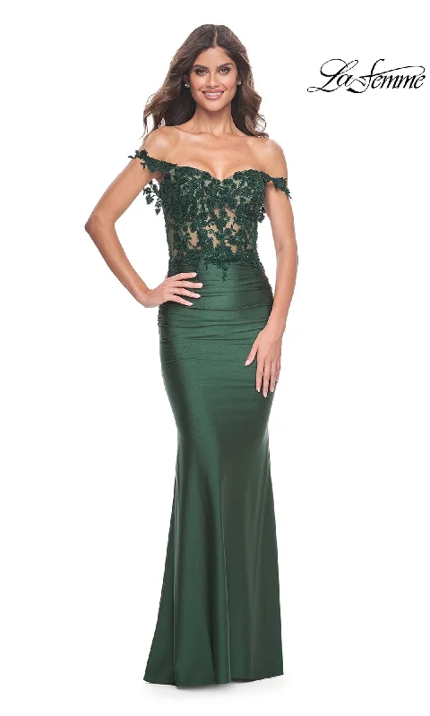 Plus-Size DressLa Femme Off-the-Shoulder Long Prom Dress 32302