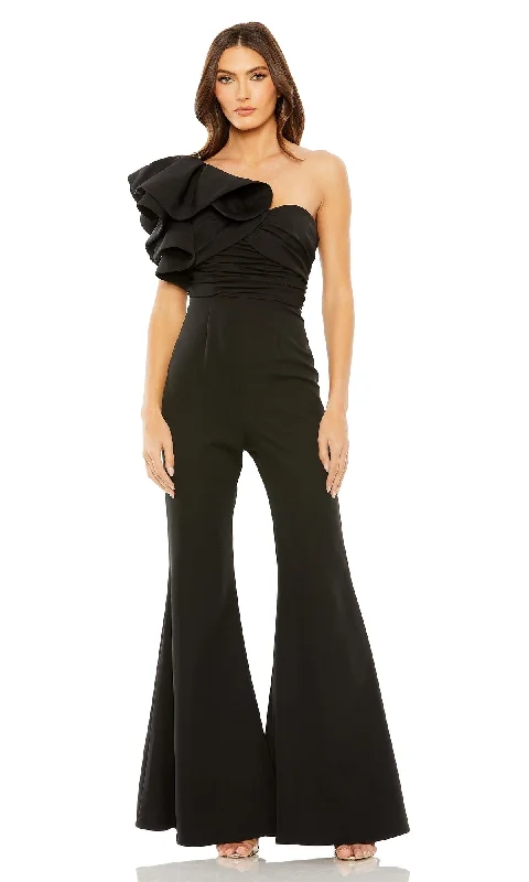 women's neon dressesRuffled One-Shoulder Long Prom Jumpsuit 27460