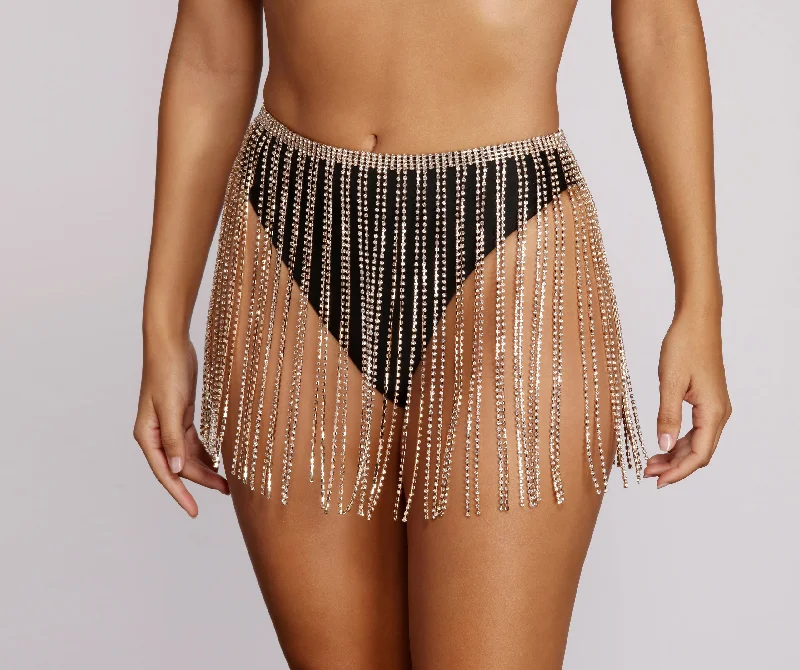 Rhinestone Fringe Belt