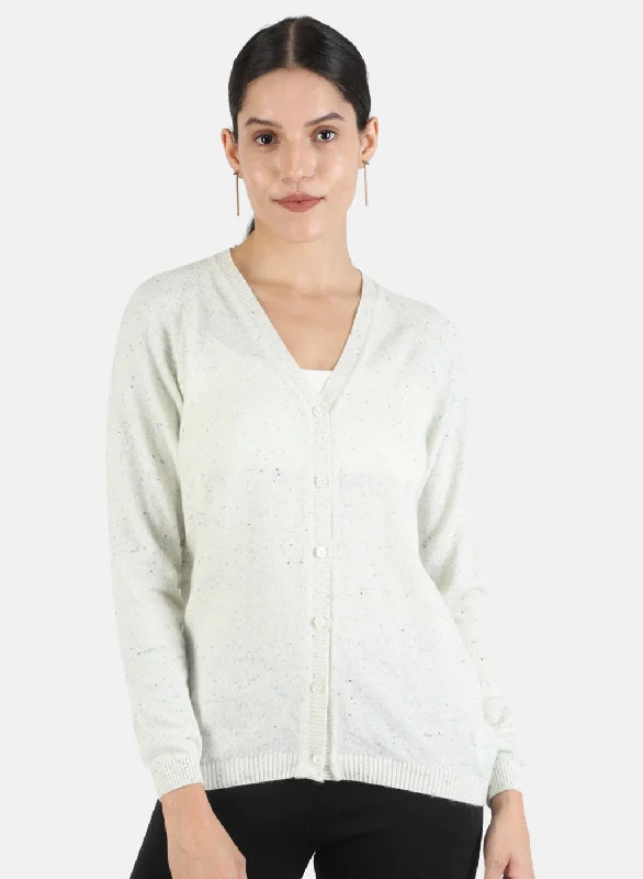 Quick-Dry SweatersWomen White Solid Cardigan