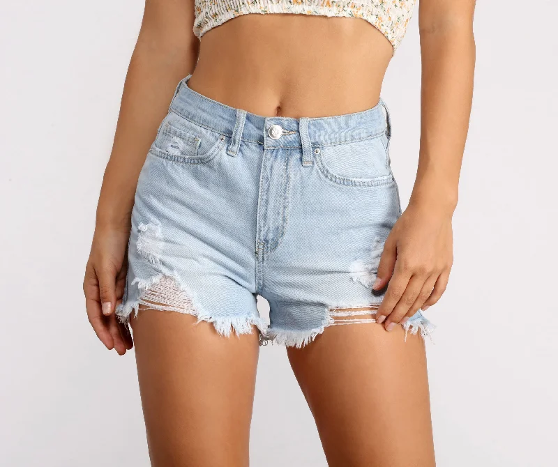 women's relaxed-fit shortsHigh Rise Cutoff Denim Shorts