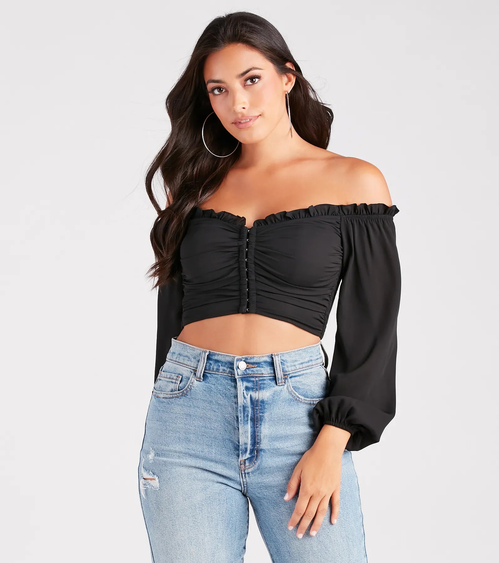 affordable women's topsFlirty Attraction Chiffon Corset Crop Top