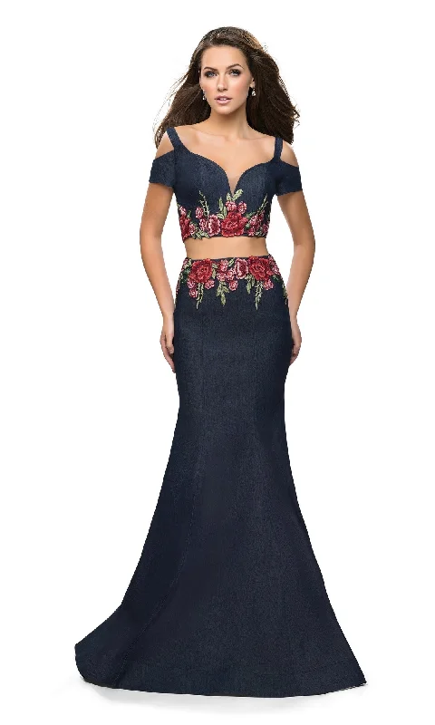 women's empire-line dressesNavy Blue La Femme 25848 Prom Dress