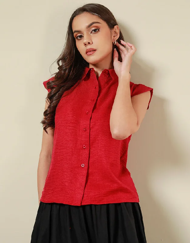 women's tops for those who want to add a pop of color to their outfitsCap Sleeve Button Up Shirt Top