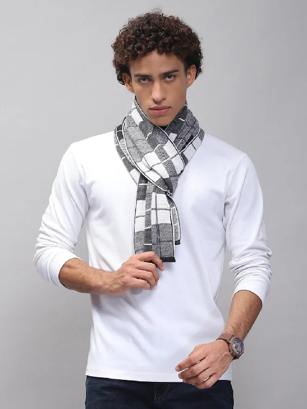 Men Grey Self Design Muffler