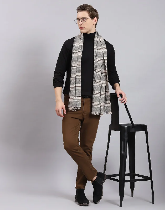 Men Beige Check Muffler