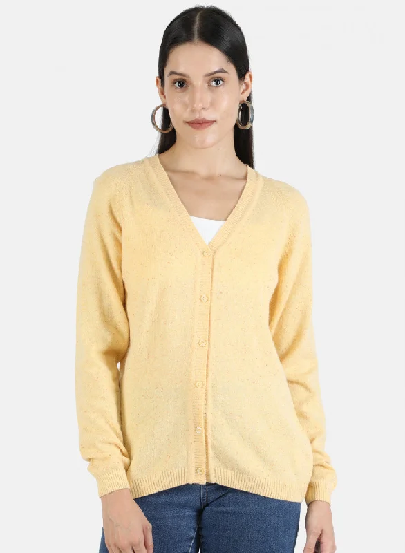 Stylish SweatersWomen Yellow Solid Cardigan