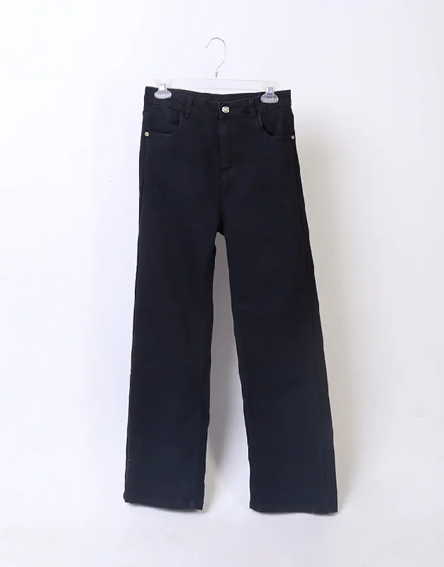 MOODS Black Denim Pant with Side Pockets