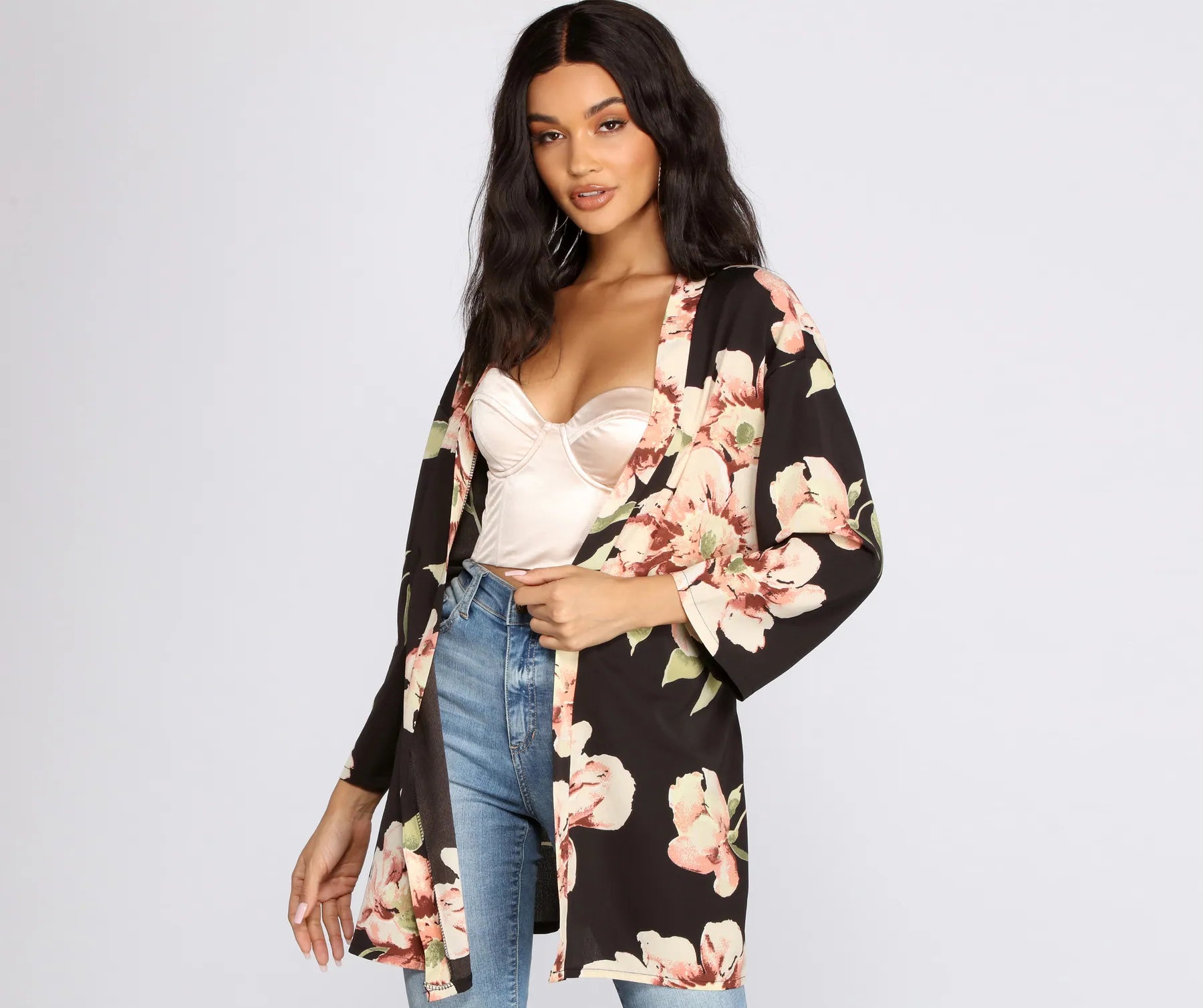 Wildflower Floral Belted Kimono