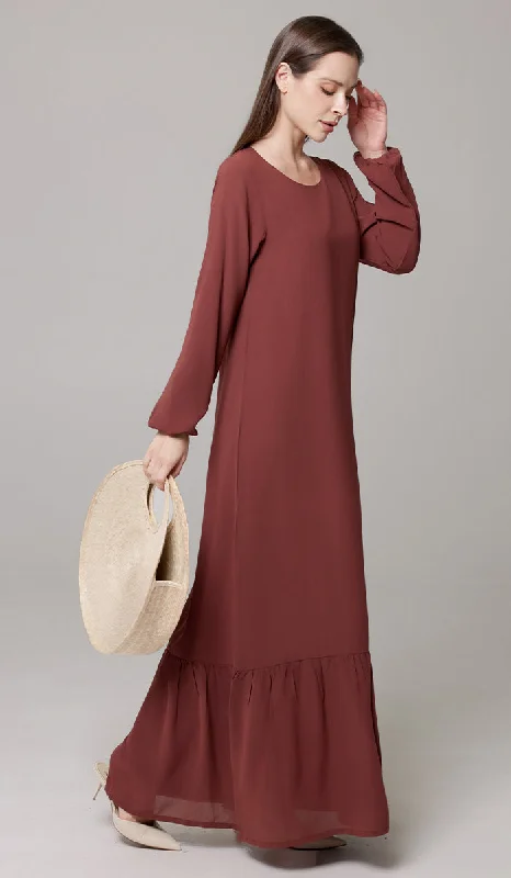 women's mother of the bride dressesBatool Modest Chiffon Long Maxi Dress - Brick