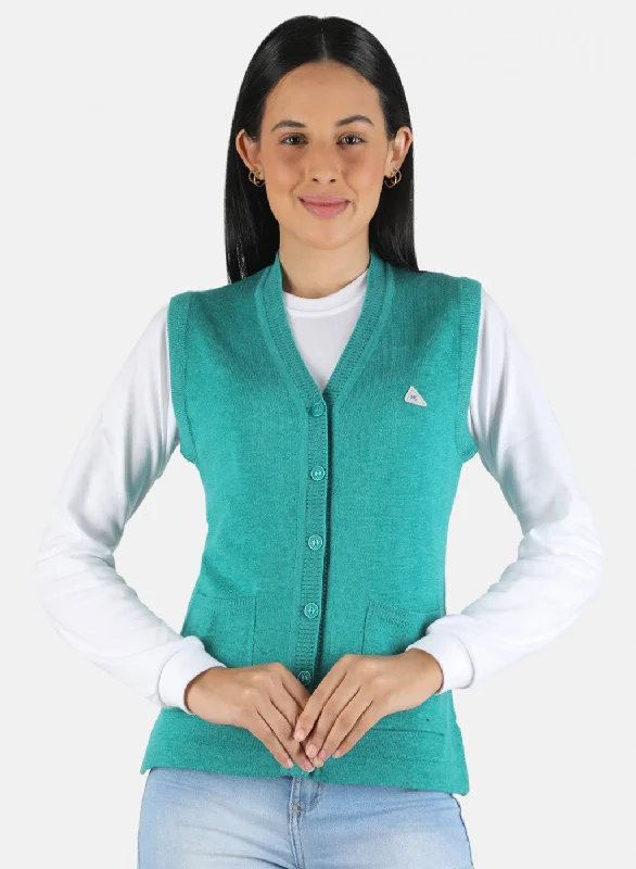 Patterned SweatersWomen Green Solid Cardigan