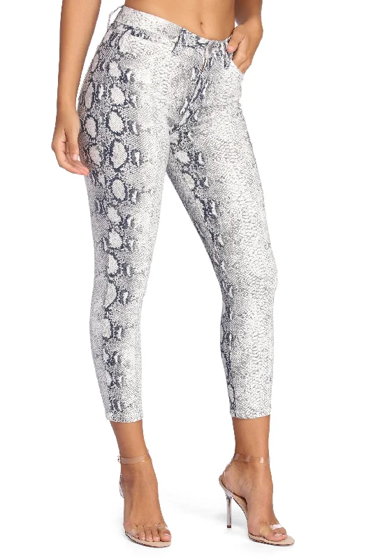 women's linen pantsSkinny Snake Print Pants