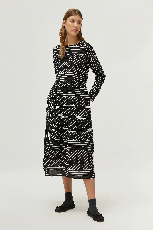 Embellished DressBlack Striped Print Midi Dress