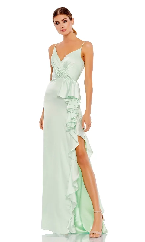 Casual DressGreen Long Formal Dress with Ruffles 67815