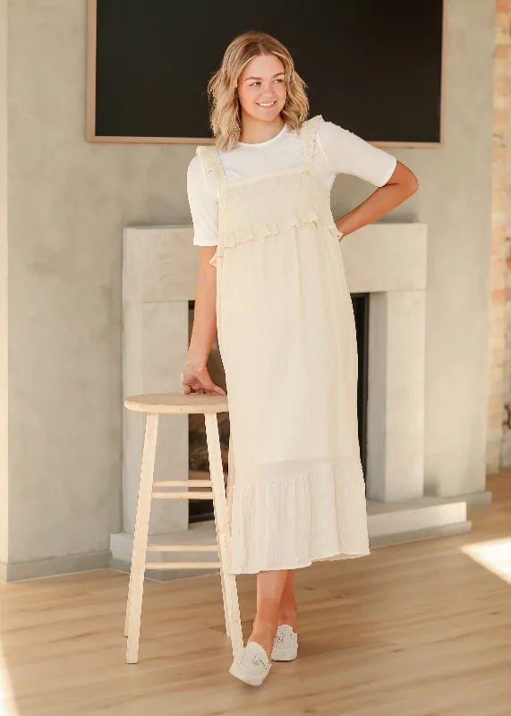 Asymmetric DressRuffle Trim Sleeveless Midi Dress