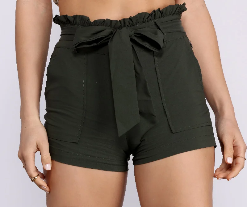 women's dress shortsFrill Seeker Ruffle Waist Shorts