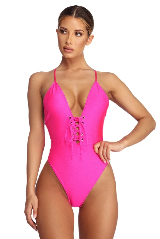 High-Neck One-Piece FemaleBrighten My Day Swimsuit