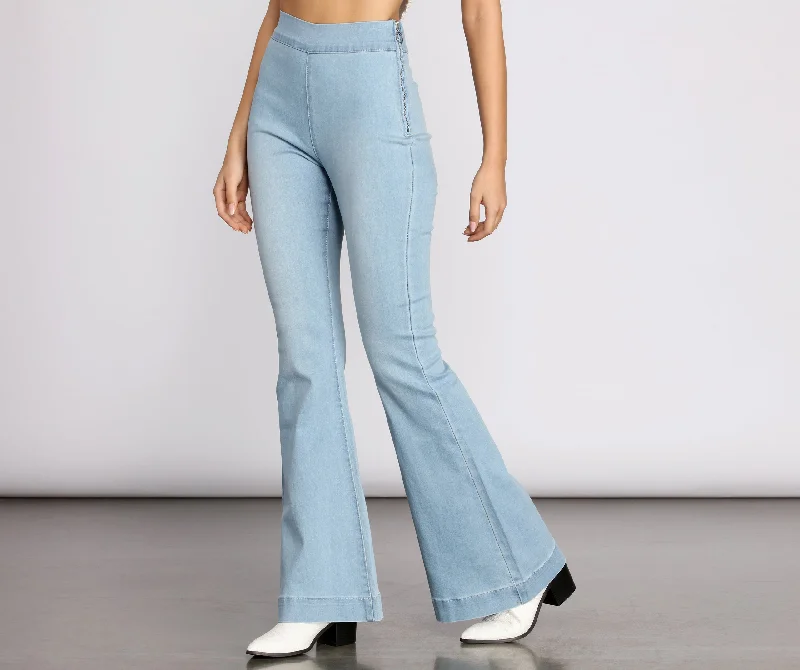 women's casual pantsHigh Rise Denim Flare Pants