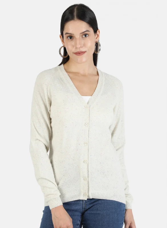 Turtle-Neck SweatersWomen White Solid Cardigan