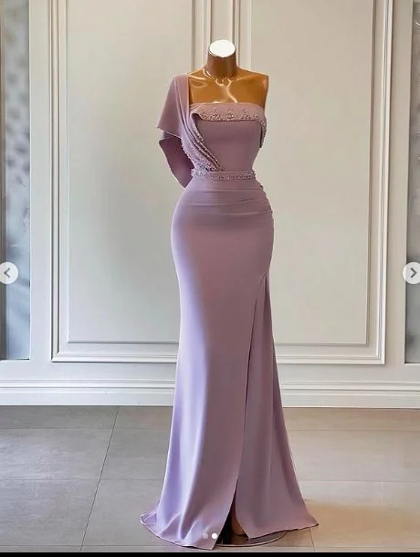 women's smart casual dressesMermaid Prom Dresses, One Shoulder Prom Dresses, Arabic Evening Dresses Y4069