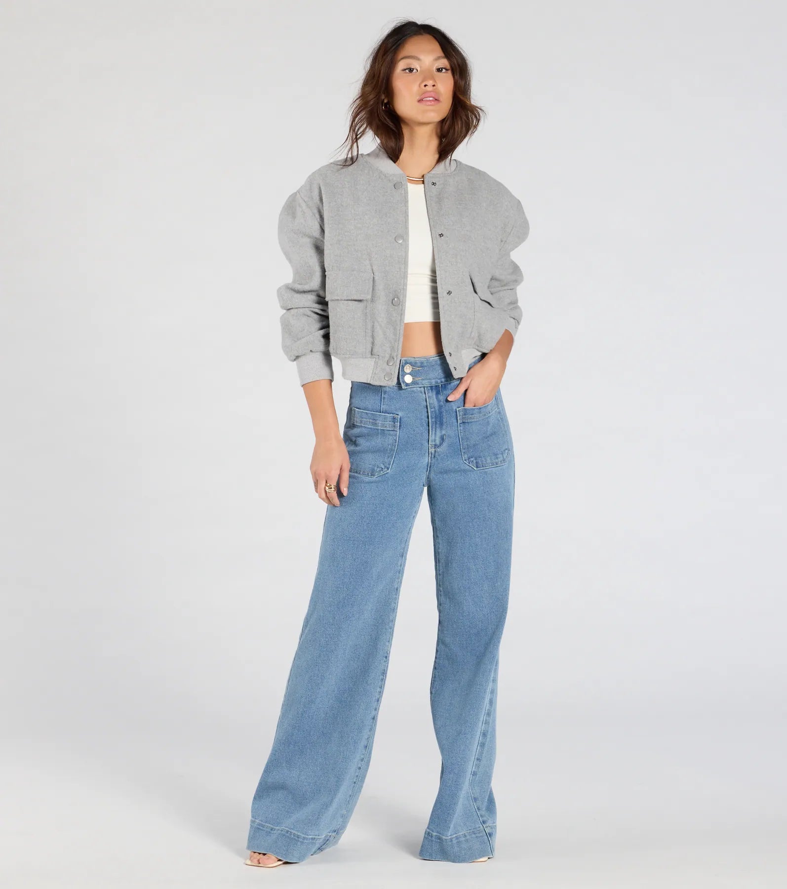 women's denim jeans for a day at the beachExtra Trendy High Rise Wide Leg Trouser Denim Jeans