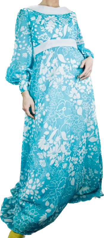 women's work dressesTurquoise 1960s Turquoise & White Maxi   M