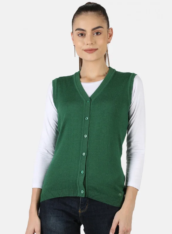 Extra-Large SweatersWomen Green Solid Cardigan