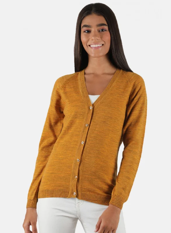 Stylish Trendy Pullover SweatersWomen Yellow Solid Cardigan