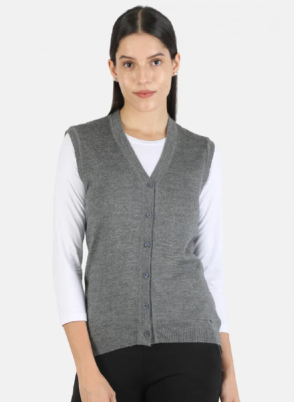 Funky SweatersWomen Grey Solid Cardigan